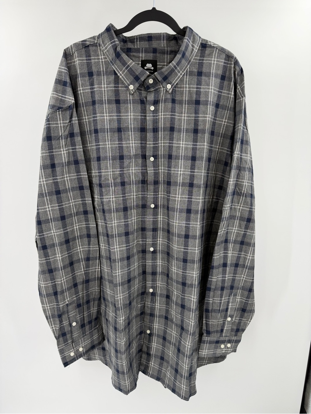 Winston Classic Men's Grey & Navy Plaid Button-Down Shirt 4XLT New with tags
